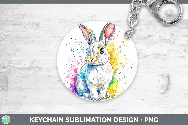 Watercolor Bunny Keychain Sublimation Keyring Designs