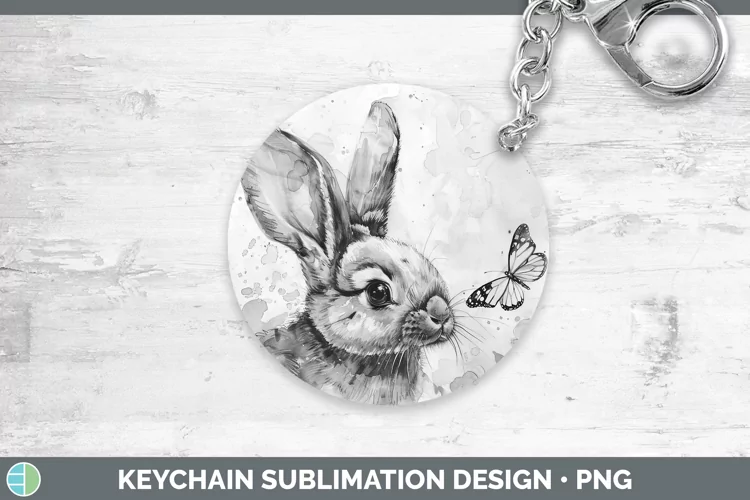 Watercolor Bunny Keychain Sublimation Keyring Designs