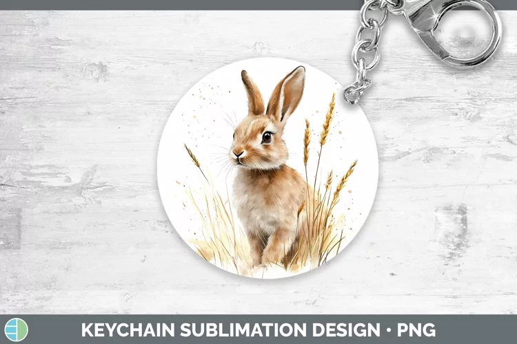 Watercolor Bunny Keychain Sublimation Keyring Designs