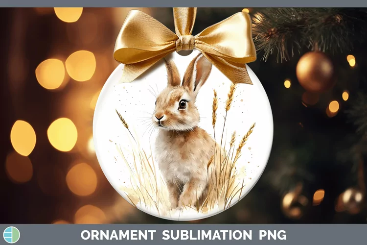 Watercolor Bunny Ornament Sublimation Bauble Designs