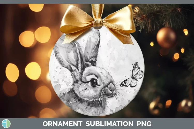Watercolor Bunny Ornament Sublimation Bauble Designs