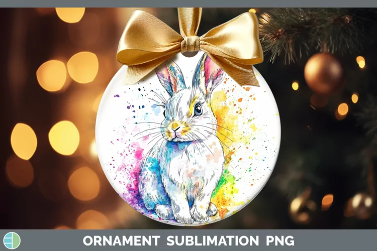 Watercolor Bunny Ornament Sublimation Bauble Designs