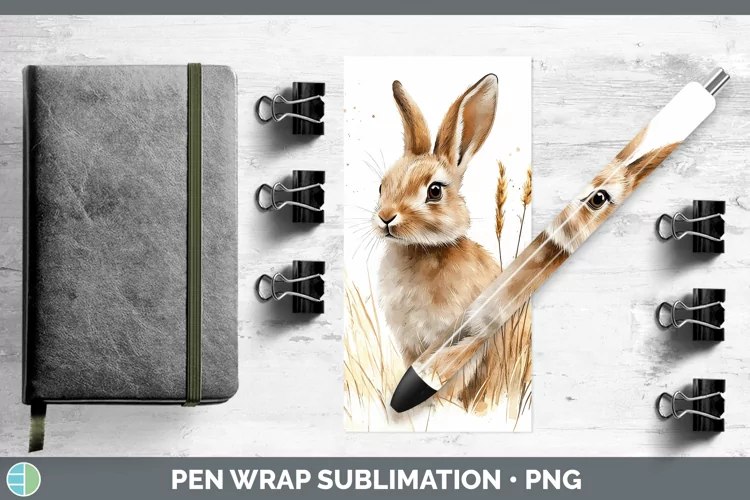 Watercolor Bunny Pen Wrap Sublimation Pen Designs