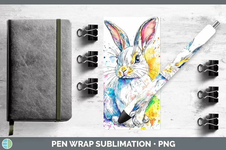 Watercolor Bunny Pen Wrap Sublimation Pen Designs