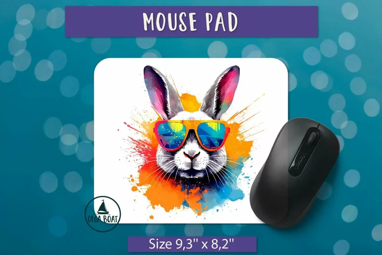 Watercolor bunny png | Mouse pad sublimation design