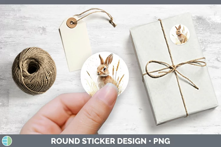 Watercolor Bunny Stickers | Round Labels Designs