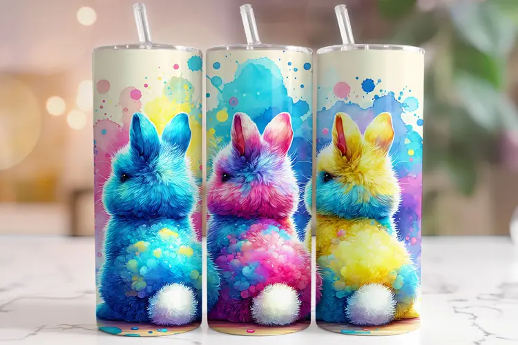 Easter Peeps Tumbler Wrap, Watercolor Easter Tumbler, Bunny