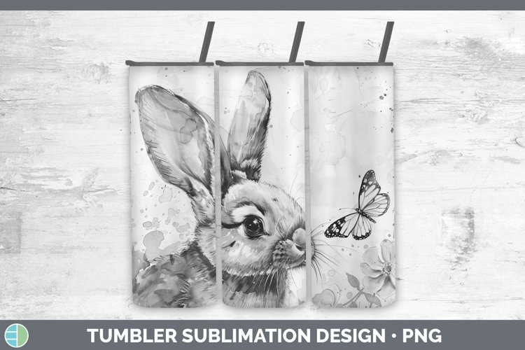 Watercolor Bunny Tumbler Sublimation 20 oz Skinny Tumbler De