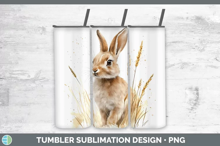 Watercolor Bunny Tumbler Sublimation 20 oz Skinny Tumbler De