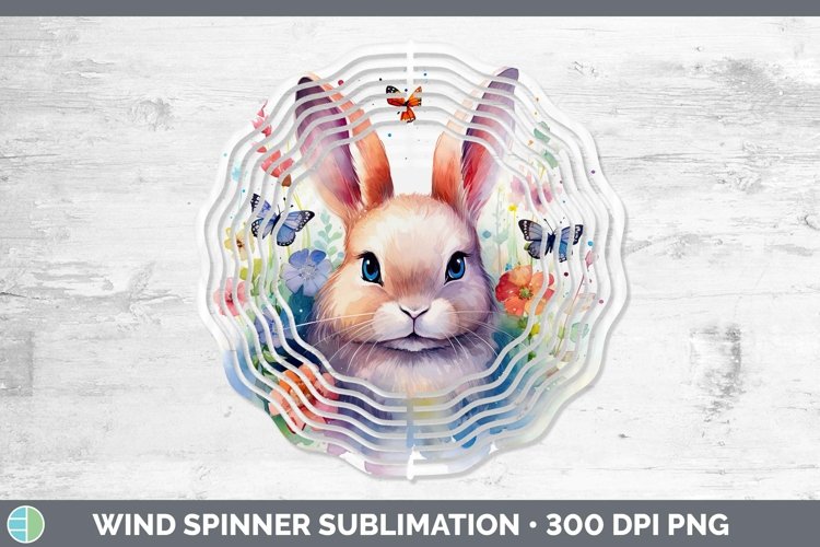 Watercolor Bunny Wind Spinner Sublimation Spinner Designs
