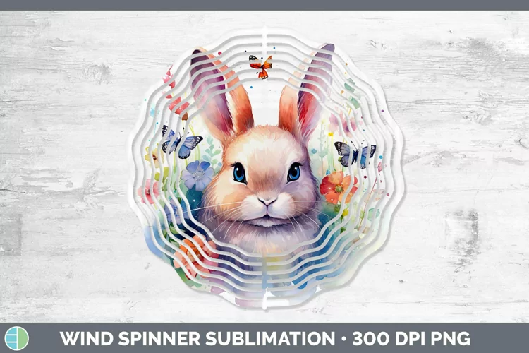 Watercolor Bunny Wind Spinner Sublimation Spinner Designs
