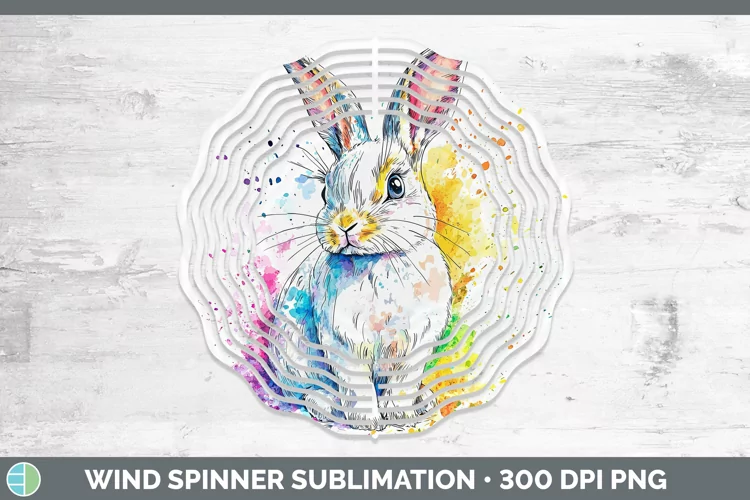 Watercolor Bunny Wind Spinner Sublimation Spinner Designs