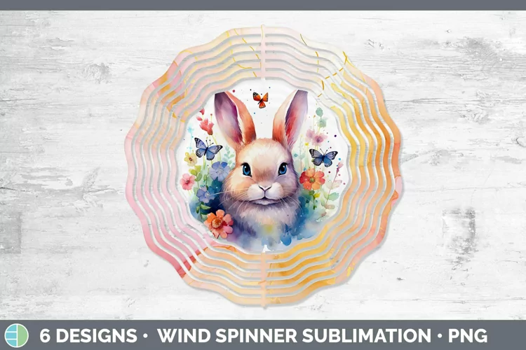 Watercolor Bunny Wind Spinner Sublimation Spinner Designs