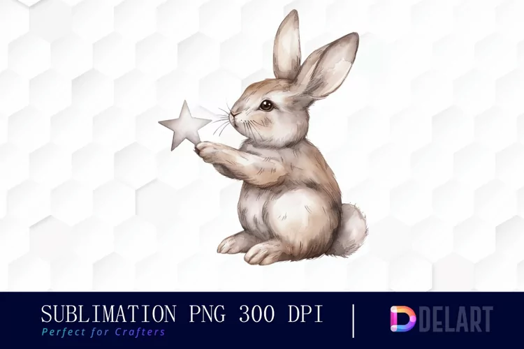 Bunny With Star Graphics Clipart