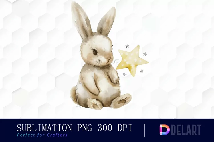 Bunny With Star Graphics Clipart