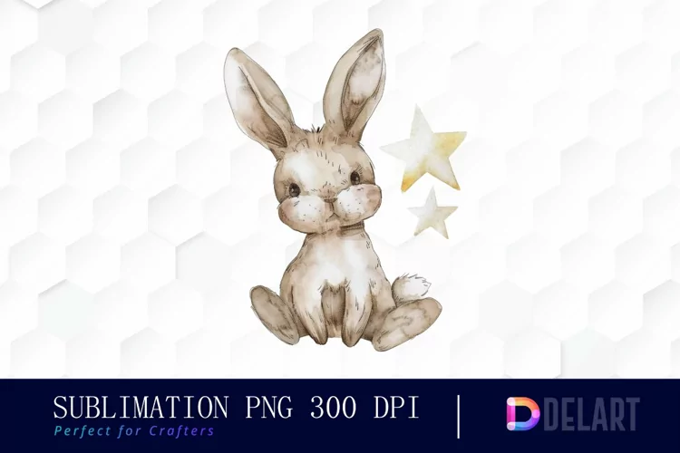 Bunny With Star Illustration Clipart