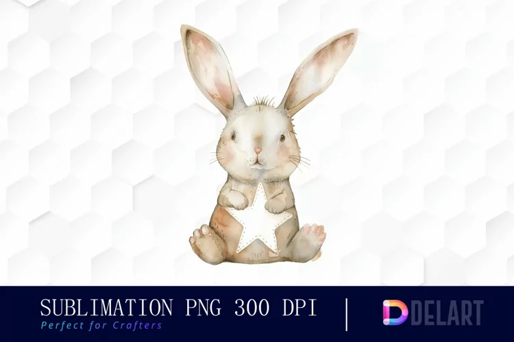 Bunny With Star Graphics Clipart