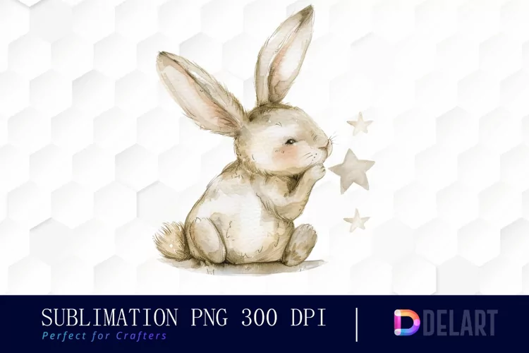 Bunny With Star Sublimation PNG Clipart