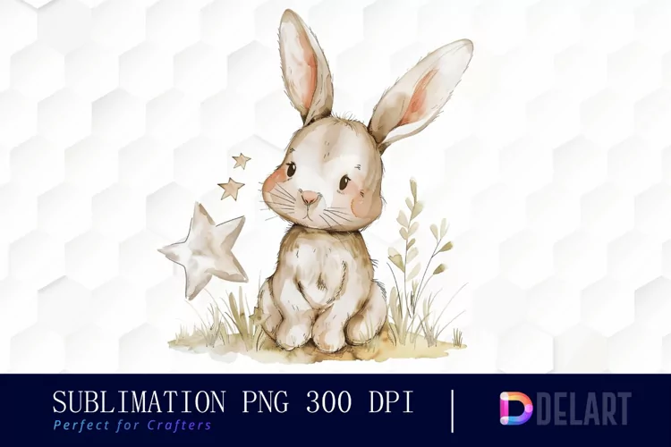 Bunny With Star Sublimation PNG Clipart
