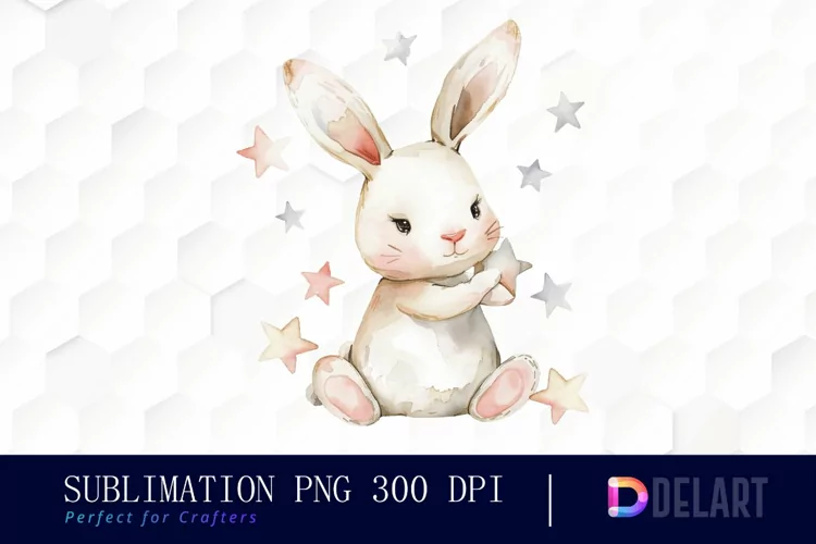 Bunny With Star Illustration Clipart