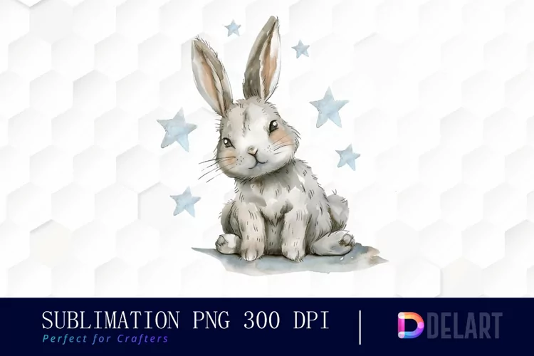 Bunny With Star Sublimation PNG Clipart