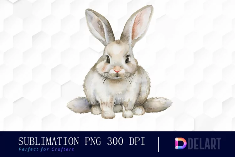 Bunny With Star Watercolor Clipart