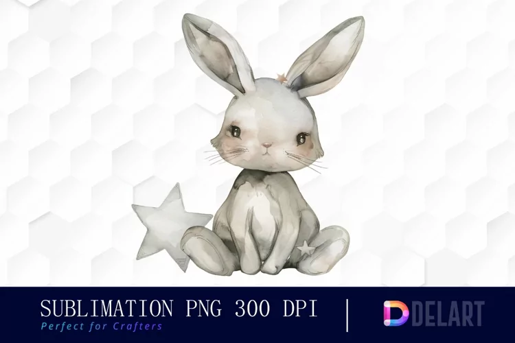 Bunny With Star Illustration Clipart