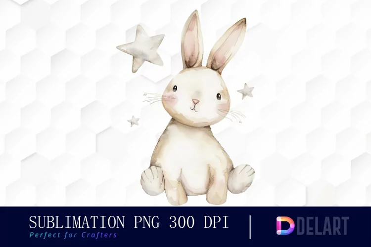Bunny With Star Sublimation PNG Clipart