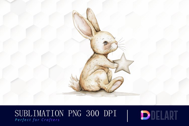 Bunny With Star Graphics Clipart example image 1