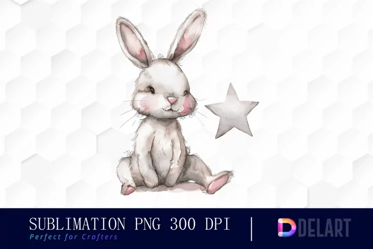 Bunny With Star Illustration Clipart
