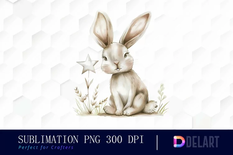 Bunny With Star Sublimation PNG Clipart
