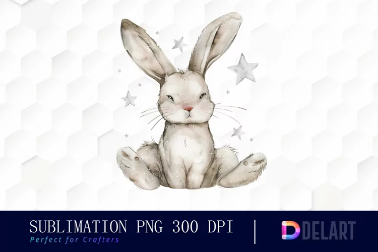 Bunny With Star Sublimation PNG Clipart