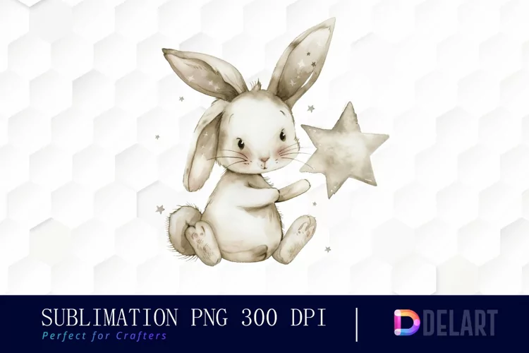 Bunny With Star Illustration Clipart