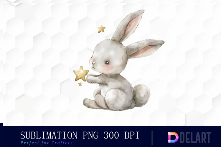 Bunny With Star Sublimation PNG Clipart