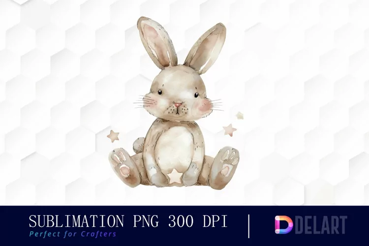 Bunny With Star Illustration Clipart