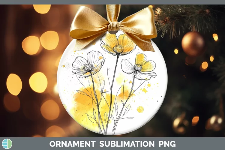 Watercolor Buttercup Ornament Sublimation Bauble Designs