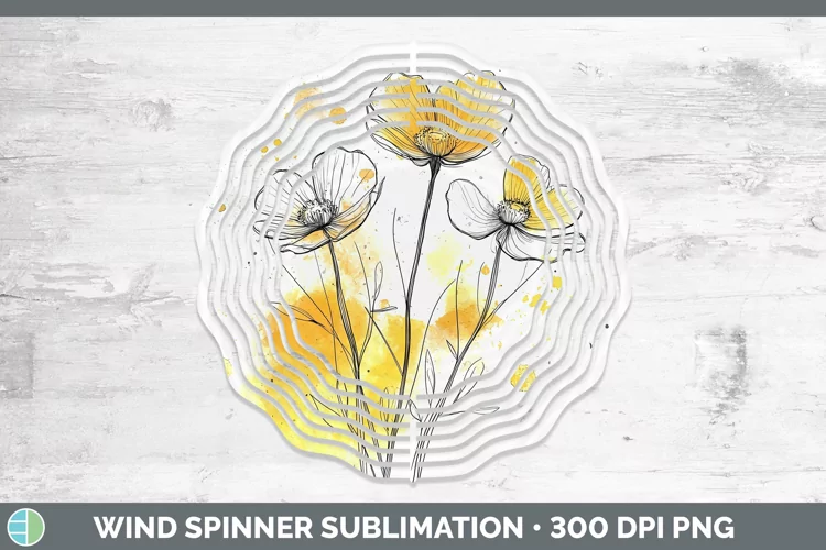 Watercolor Buttercup Wind Spinner Sublimation Spinner Design
