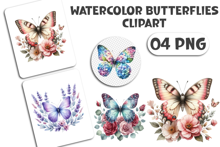 Watercolor Butterflies Floral Butterfly Sublimation