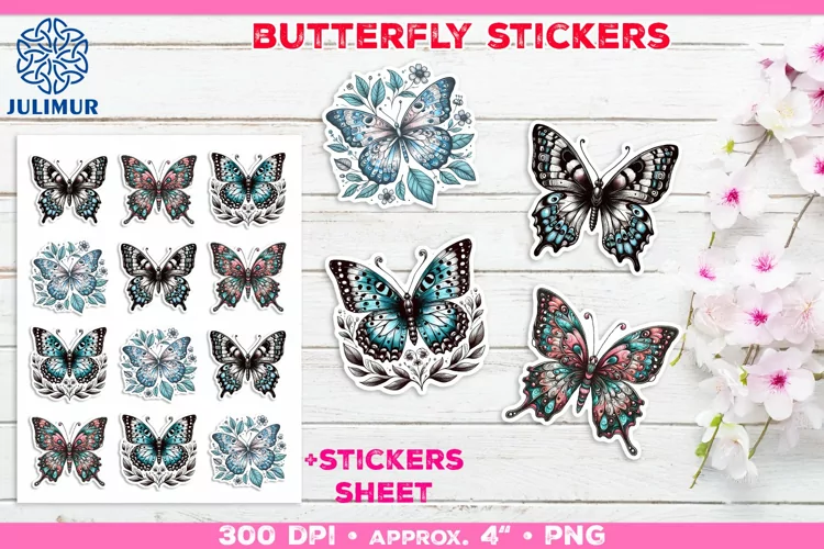 Charming Butterfly Stickers Printable Decorative Design