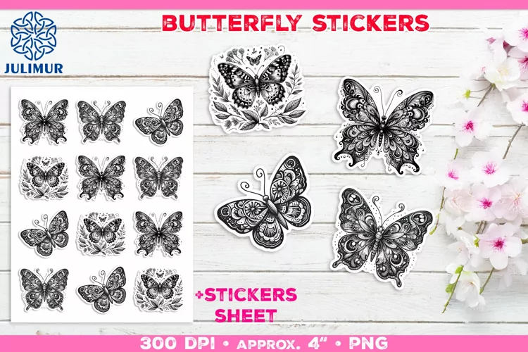 Charming Butterfly Stickers Printable Decorative Design