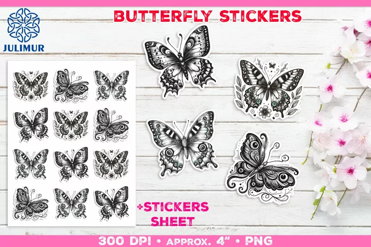 Charming Butterfly Stickers Printable Decorative Design