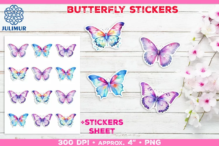 Charming Butterfly Stickers Printable Decorative Design