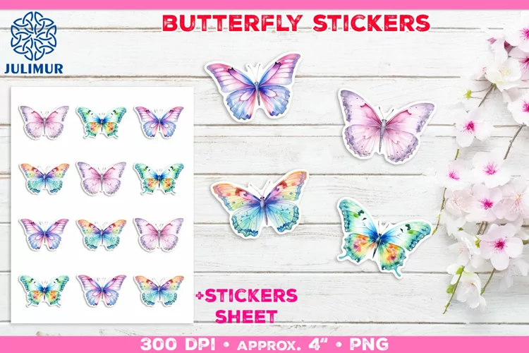 Charming Butterfly Stickers Printable Decorative Design