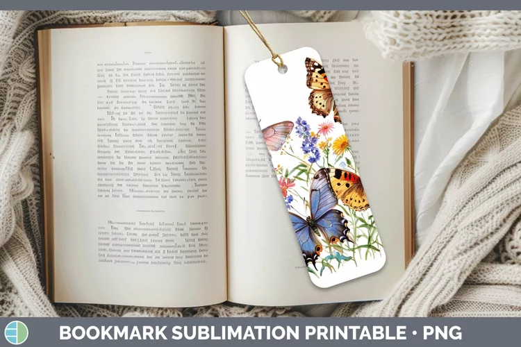 Watercolor Butterfly Bookmark Sublimation Printable Designs