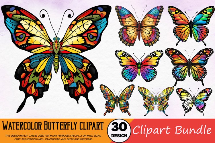 Watercolor Butterfly Clipart Image 15
