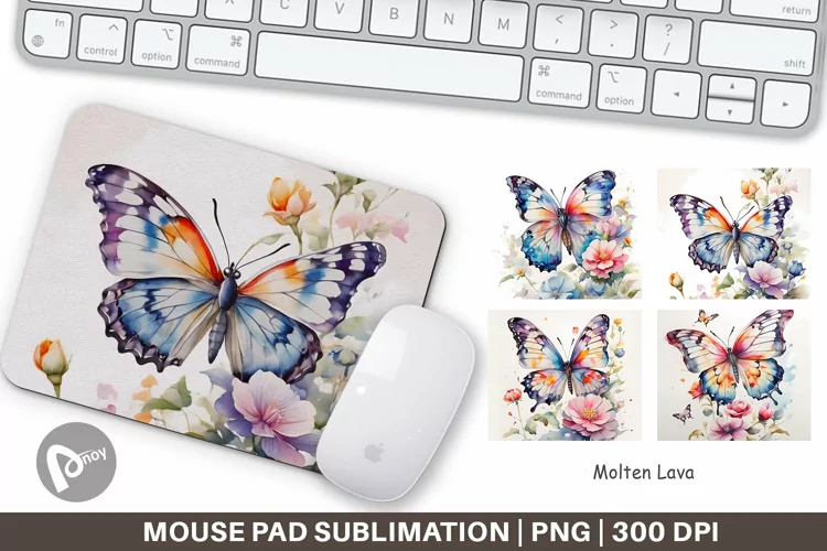 Mouse Pad Watercolor Butterfly