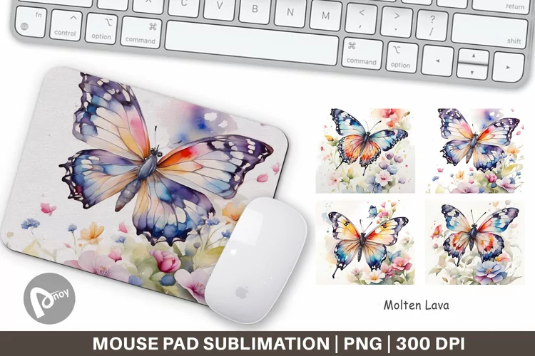 Mouse Pad Watercolor Butterfly