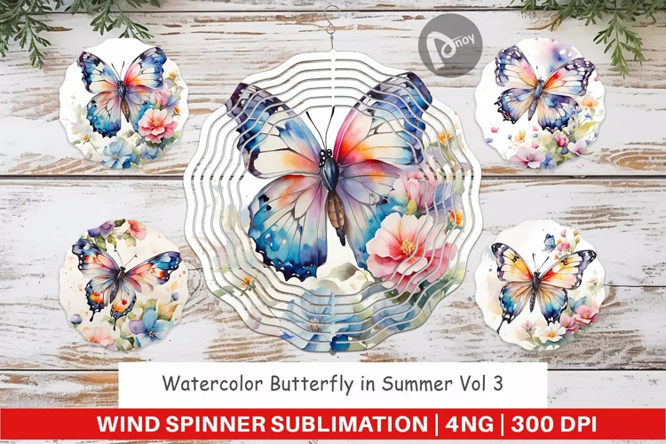 Wind Spinner Watercolor Butterfly
