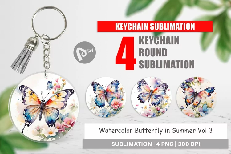 Keychain Watercolor Butterfly