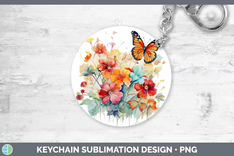 Watercolor Butterfly Keychain | Sublimation Keyring Design
